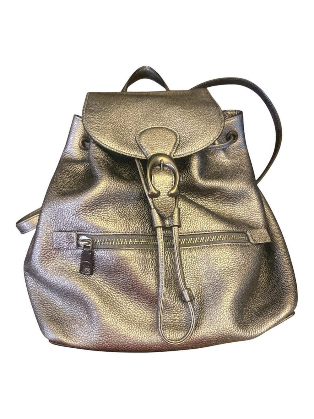 Coach Metallic Silver Leather Backpack Evie